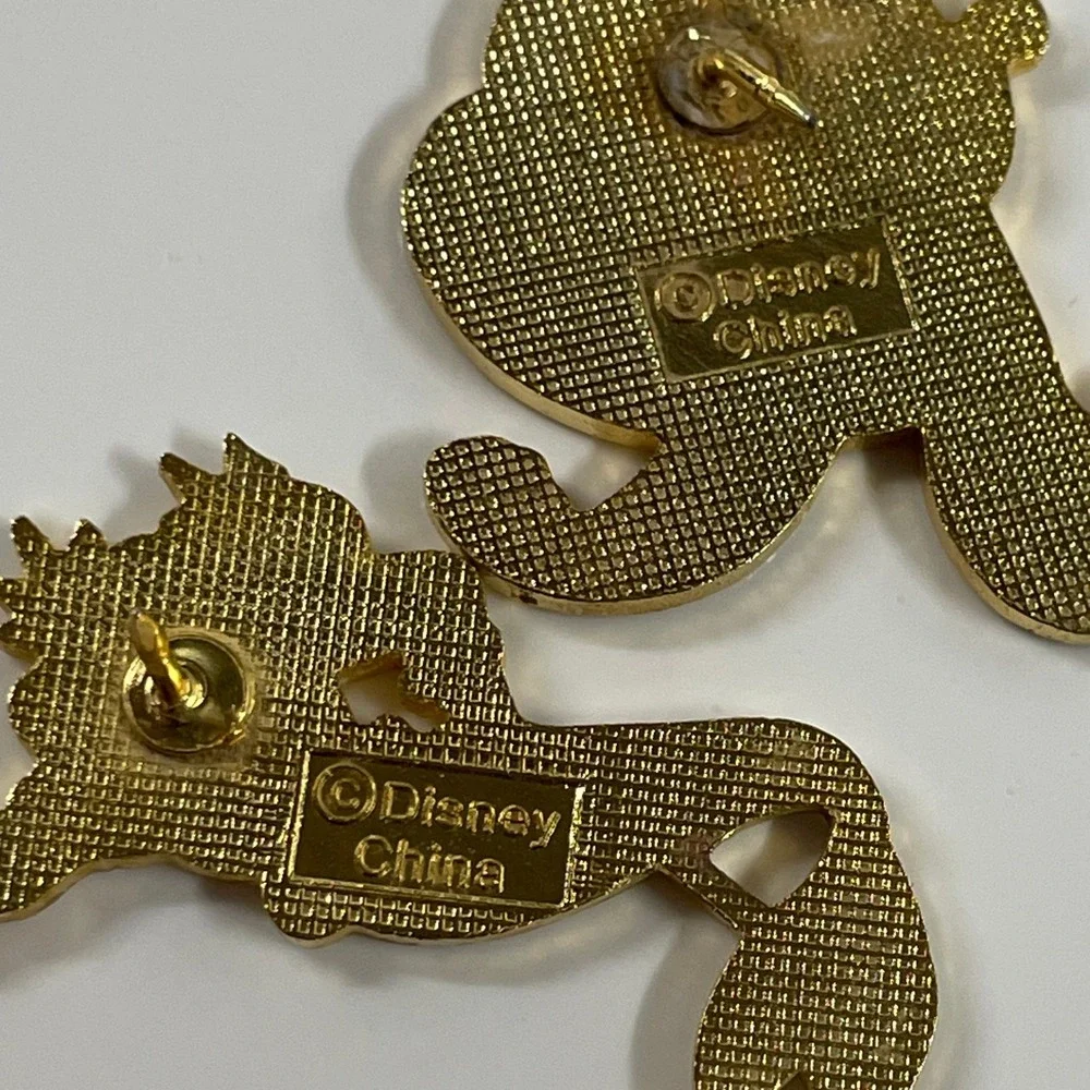Disney The Little Mermaid King Triton Ursula Pin Set Vintage Gold Tone Enamel